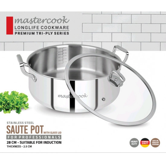 TRIPLY SAUTE PAN WITH LID SHALLOW TYPE SIZE 28 CM
