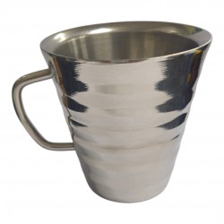 DOUBLE WALL STAINLESS STEEL MUG RIPPLE DESIGN  9 X 8.5 CM