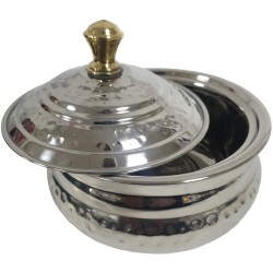 STEEL BELLY SHAPE HANDI WITH LID SIZE 13 CM