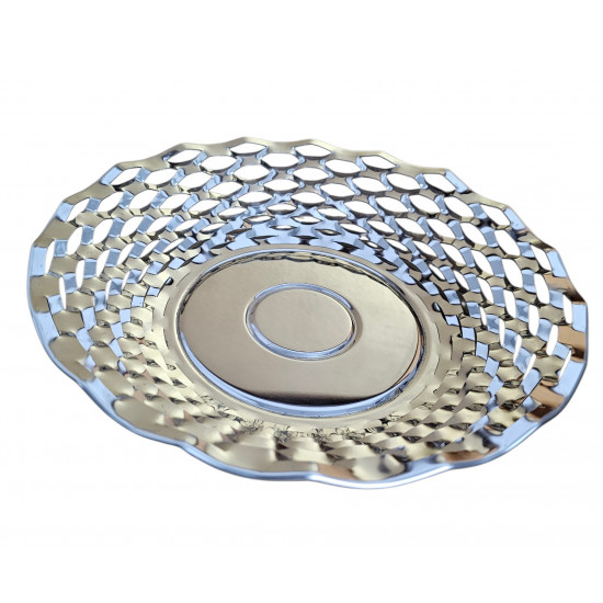 SILVER ROUND METAL BASKET SIZE 24 CM