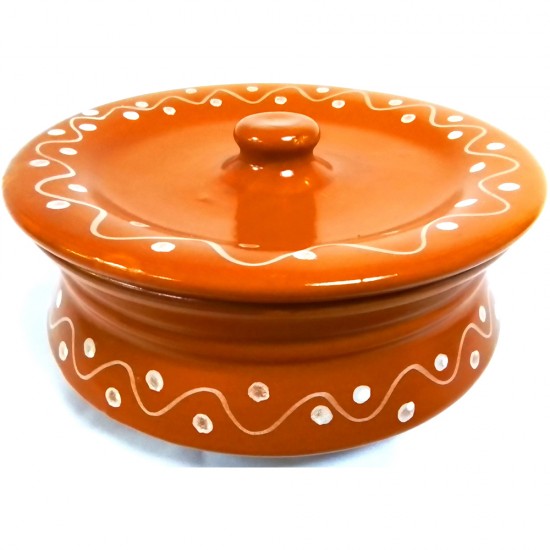 FLAT CERAMIC HANDI 5 INCH WITH LID HIGH QUALITY