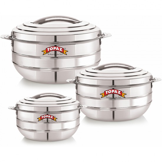 HOTPOT LOTUS STAINLESS STEEL SET OF 3 SIZE 5000ML -7500ML-10000ML