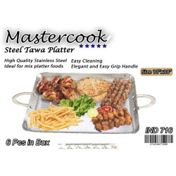 STEEL TAVA SQUARE WITH BRASS HANDLE SIZE 10 X 10 INCH