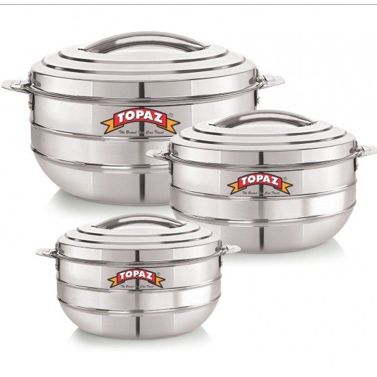 HOTPOT LOTUS STAINLESS STEEL SET OF 3 SIZE 3500ML- 5000ML -7500ML