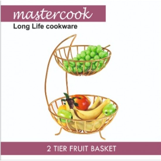 BASKET  TWO TIER ROUND   GOLD 