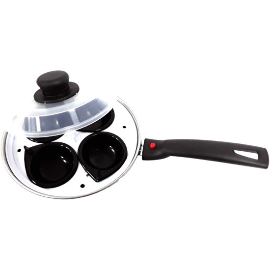 4 CUP EGG POACHER WITH PLASTIC LID SHRINK PAK 4 CUP EGG POACHER WITH PLASTIC LID SHRINK PAK