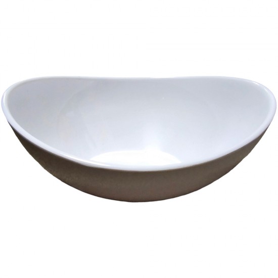 MELAMINE WHITE OVAL BOAT SERVING BOWL 23cm x19cm