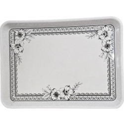 MELAMNIE OBLONG TRAY WITH BLACK DECOR SIZE 9 X 7 INCH