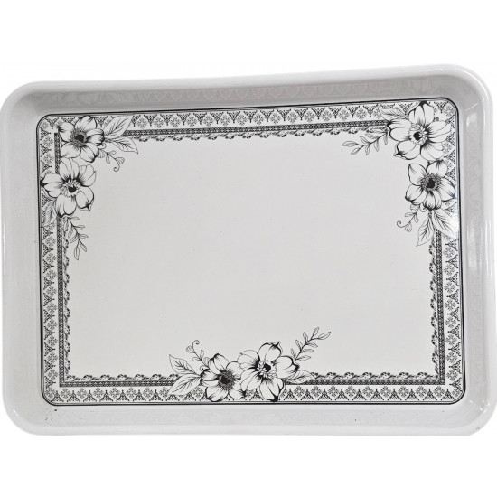 MELAMNIE OBLONG TRAY WITH BLACK DECOR SIZE11 X 8 INCH MELAMNIE OBLONG TRAY WITH BLACK DECOR SIZE11 X 8 INCH