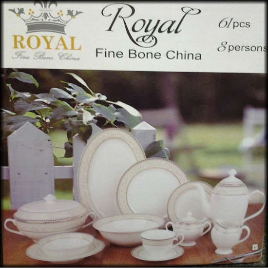 BONE CHINA RD DINNER SET GREEN 61 PCS