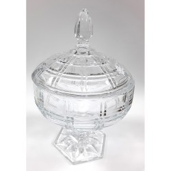  LARGE FOOTED GLASS CANDY DISH AND LID DSTG1041