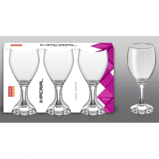 IMPERIAL 3PC WINE GLASS 240ML IMPERIAL 3PC WINE GLASS 240ML