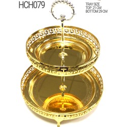 GOLD 2 TIER AZTEC CAKE STAND