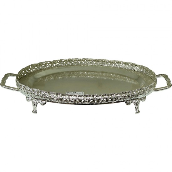 303 OVAL FOOTED SILVER TRAY