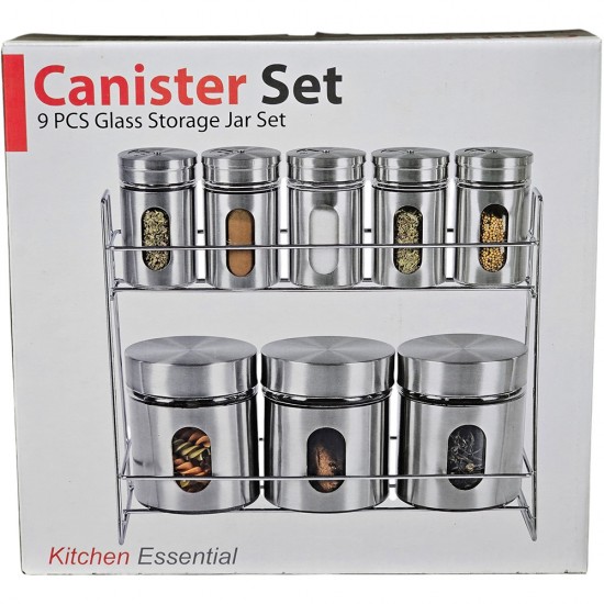 STORAGE JAR SET ON STAND 9 PCS