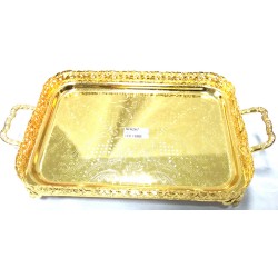 G236 GOLD COLOUR OBLONG FOOTED TRAY