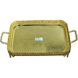 G236 GOLD COLOUR OBLONG FOOTED TRAY