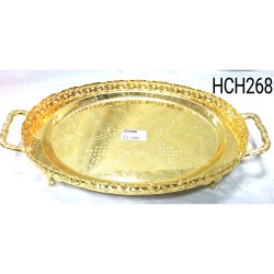 GOLD COLOUR OVAL TRAY FOOTED (G303)
