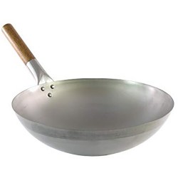 CHINESE WOK 14 INCH ROUND BOTTOM W/H