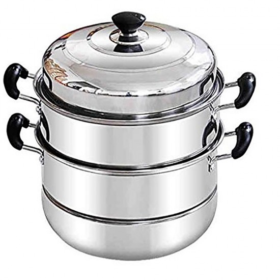 2 TIER SS STEAMER  30CM