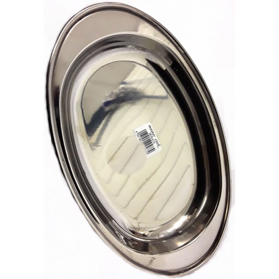 SS DEEP OVAL SERVING TRAY 25CM