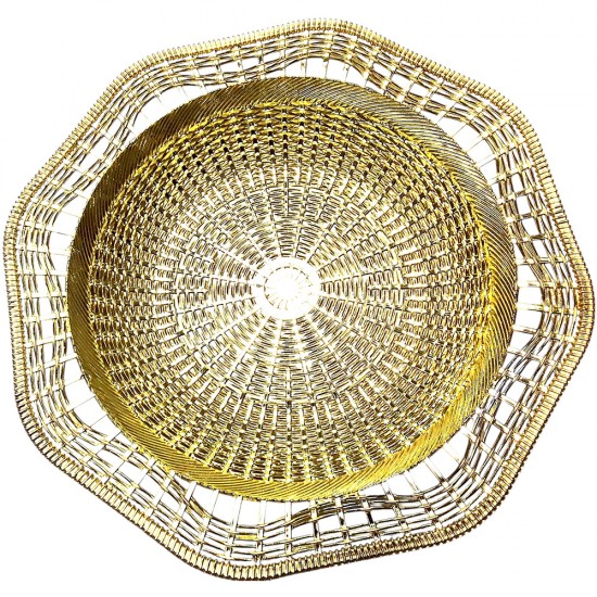 GOLD/SILVER PL HEXAGONAL DISH 1733