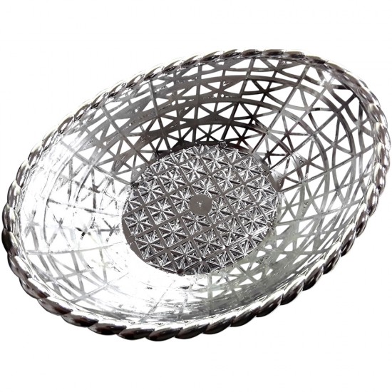 GOLD/SILVER OVAL BASKET 20CM