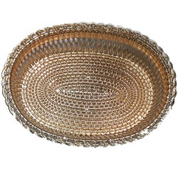 GOLD/SILVER OVAL TRAY 20.5CM