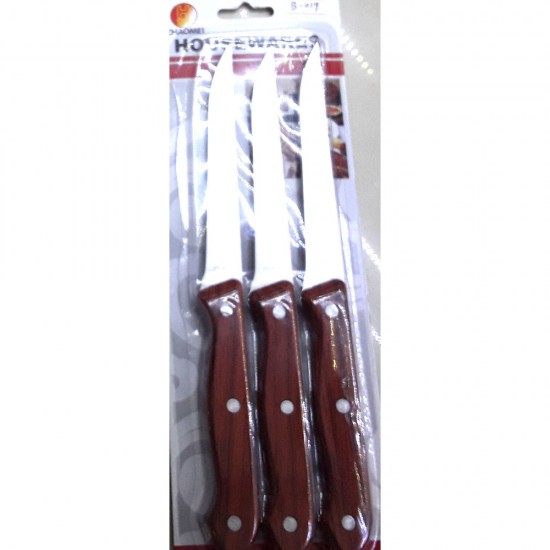 3PC WOODEN HANDLE KNIFE SET