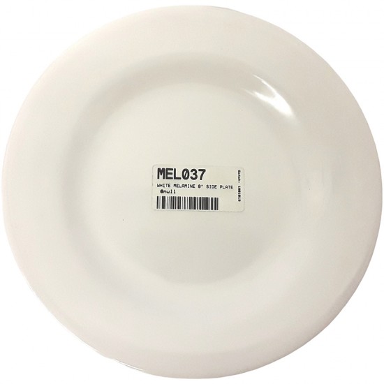 WHITE MELAMINE 8 INCH  SIDE PLATE