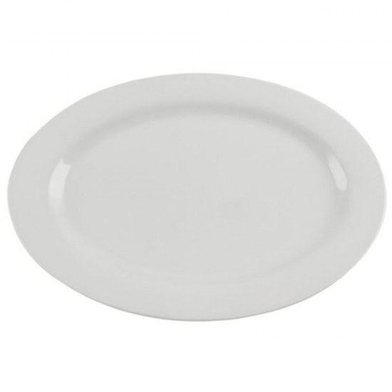 WHITE MELAMINE 16 INCH  OVAL PLATE